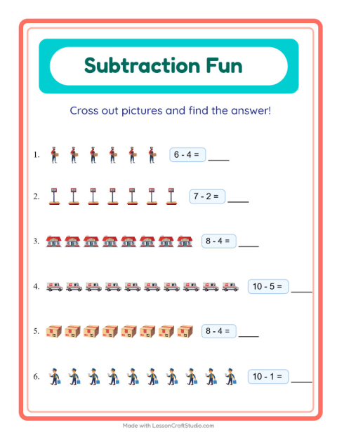 Preview of Subtraction with Post Office — Kindergarten