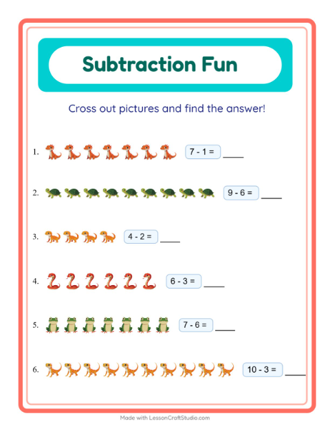 Subtraction with Reptiles and Amphibians