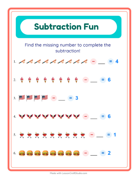 Find the Missing Number — Fourth of July Things