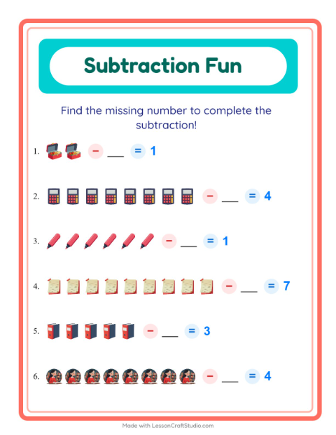 Find the Missing Number — Classroom Objects