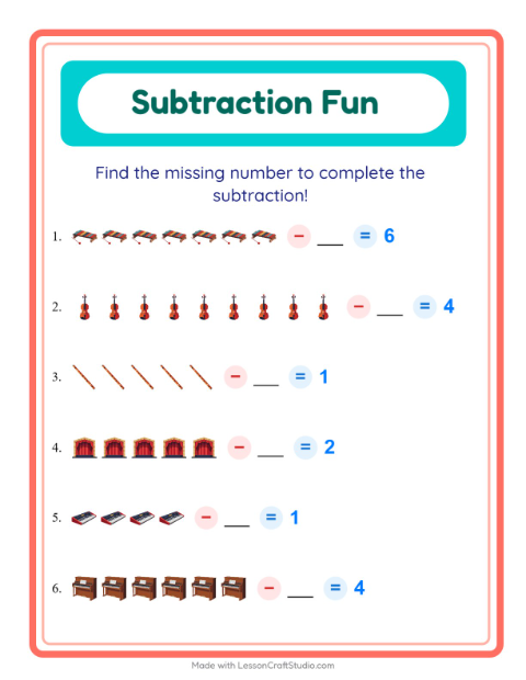 Find the Missing Number — Musical Instruments