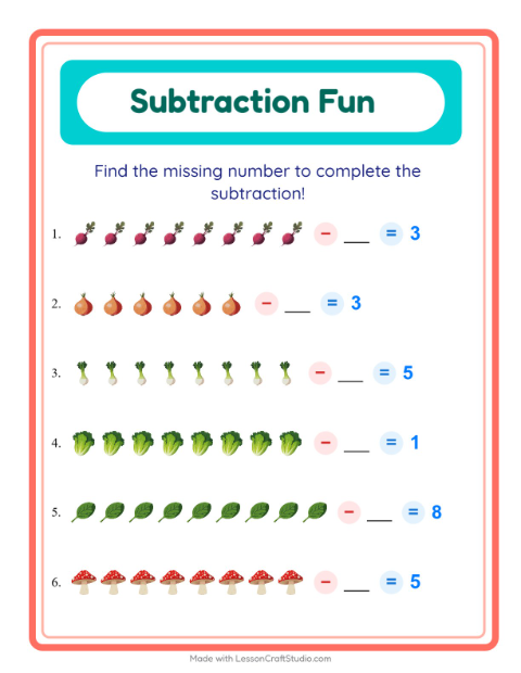 Find the Missing Number — Vegetables