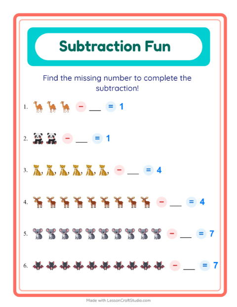 Find the Missing Number — Zoo Animals
