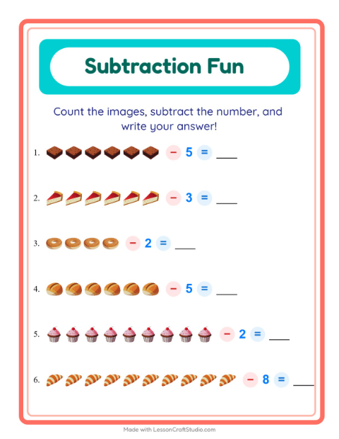 Subtract a Number with Bakery Treats
