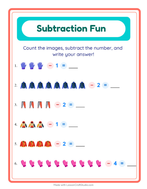Subtract a Number with Clothes