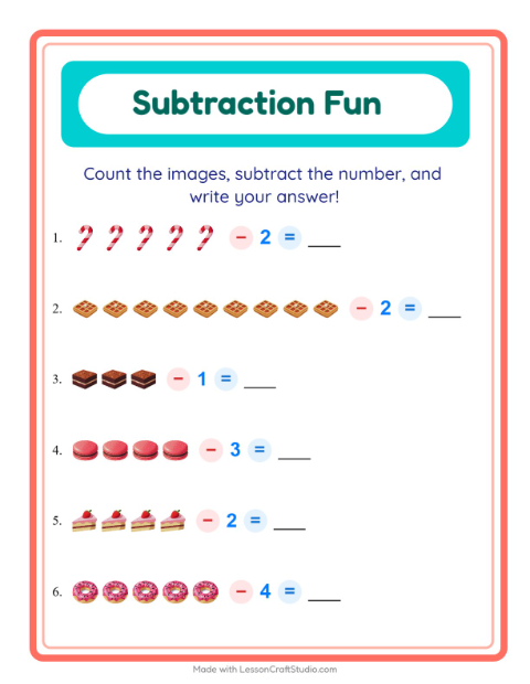Subtract a Number with Desserts and Sweets