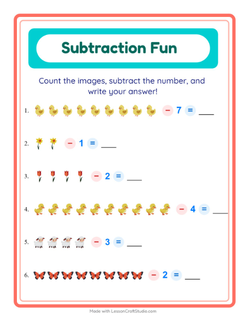 Subtract a Number with Easter