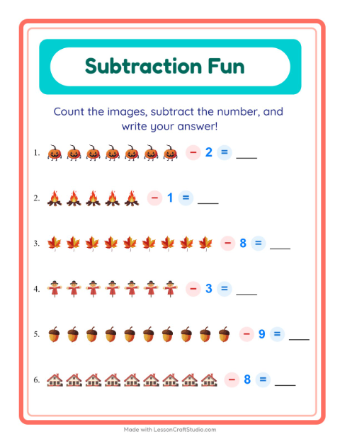 Subtract a Number with Everyday Objects