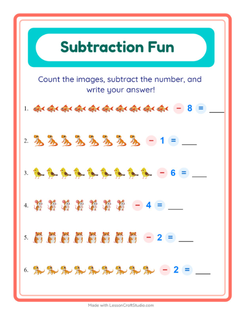 Subtract a Number with Pets