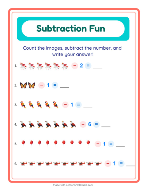 Subtract a Number with Things That Fly