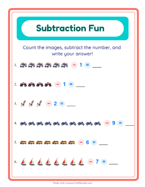 Subtract a Number with Vehicles