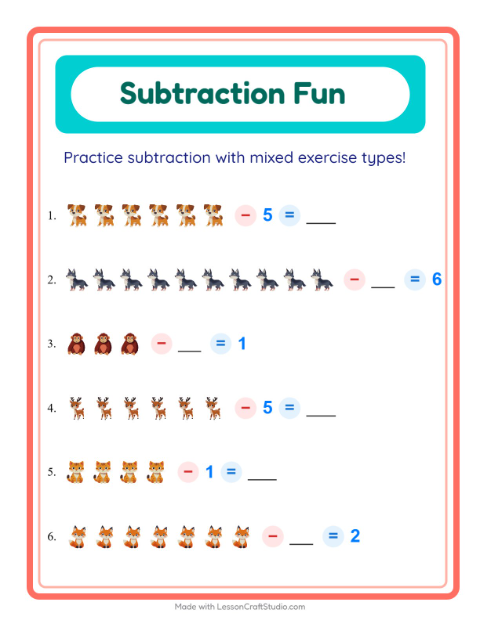 Mixed Subtraction with Animals
