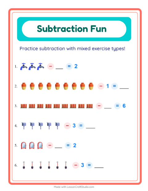 Mixed Subtraction with Household Things