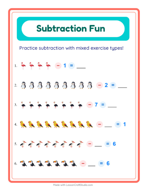 Mixed Subtraction with Birds