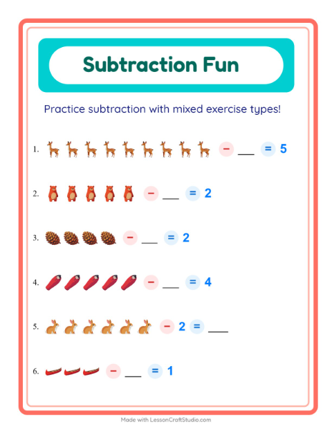 Mixed Subtraction with Camping Gear