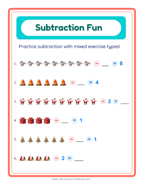 Mixed Subtraction with Christmas