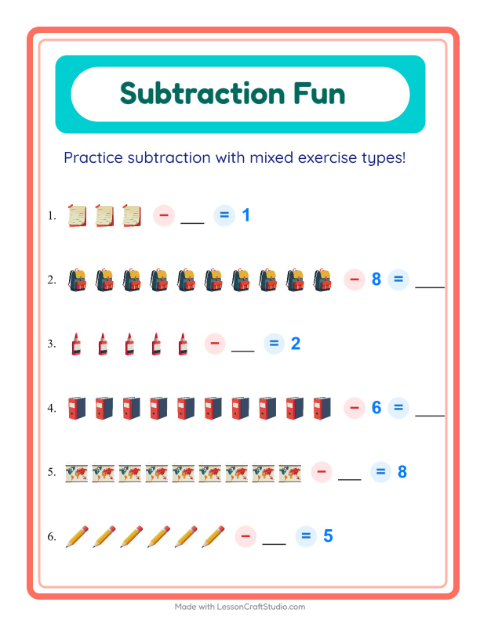 Mixed Subtraction with Classroom Objects