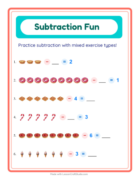 Mixed Subtraction with Desserts and Sweets