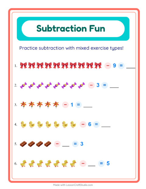 Mixed Subtraction with Easter