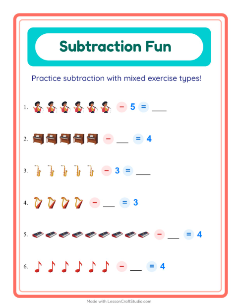 Mixed Subtraction with Musical Instruments