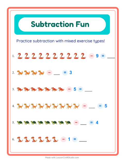 Mixed Subtraction with Reptiles and Amphibians