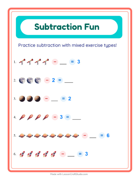 Mixed Subtraction with Space