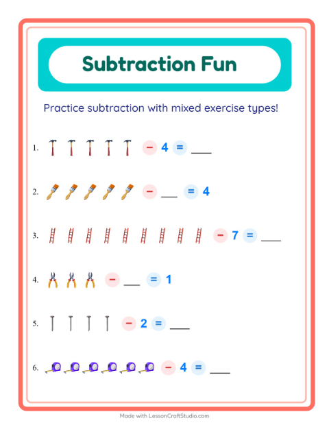 Mixed Subtraction with Tools