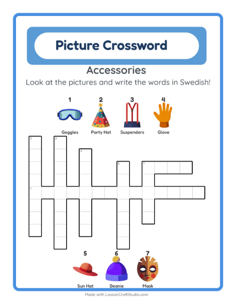 Picture crossword – Accessories