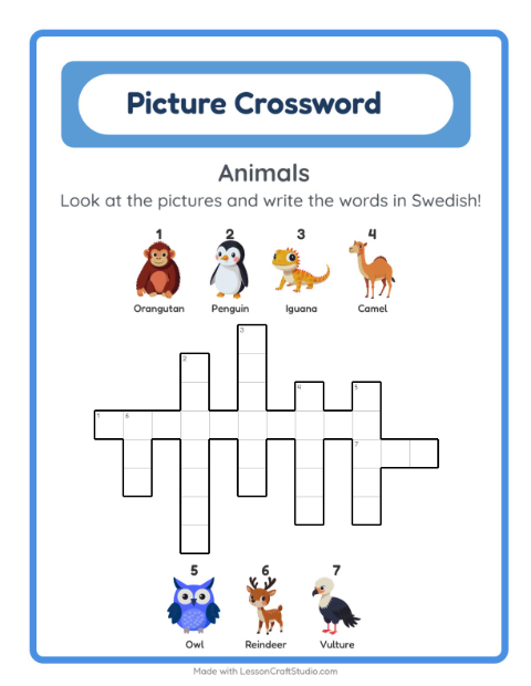 Picture crossword – Animals