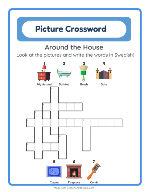 Picture crossword – Household Things