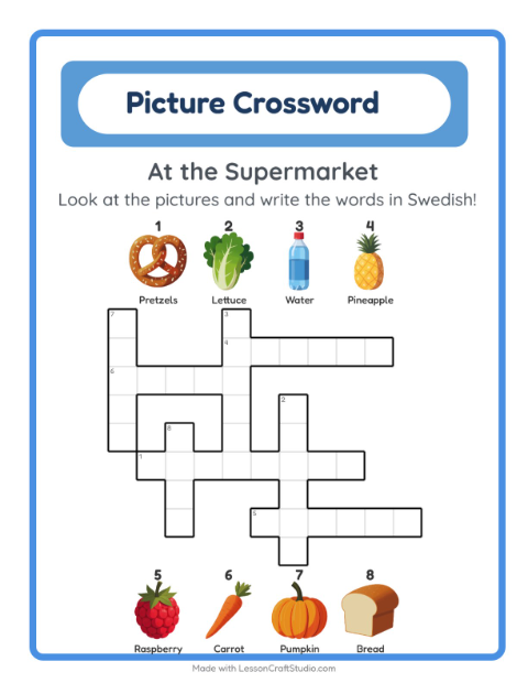 Picture crossword – Supermarket Things