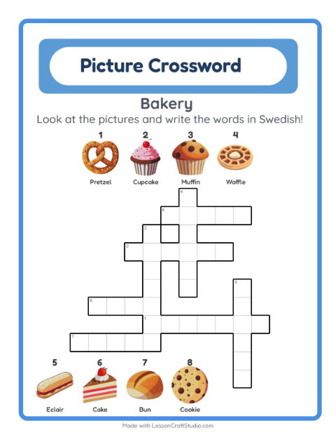 Picture crossword – Bakery Treats