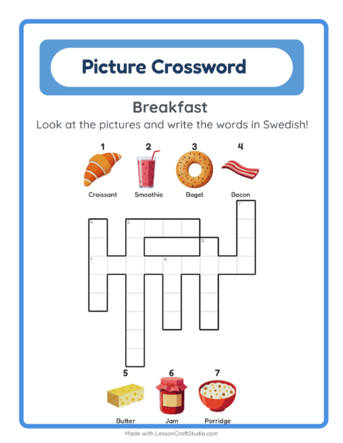 Picture crossword – Breakfast