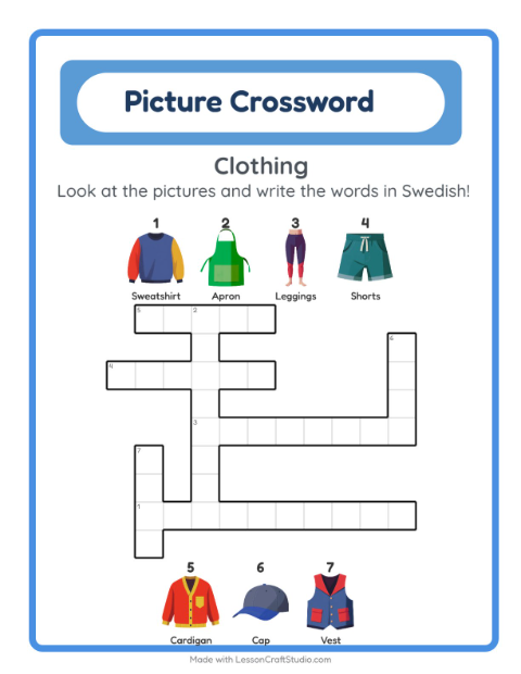 Picture crossword – Clothes