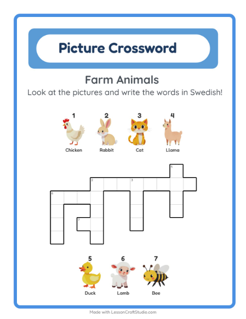 Picture crossword – Farm Animals