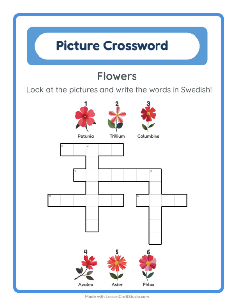 Picture crossword – Flowers