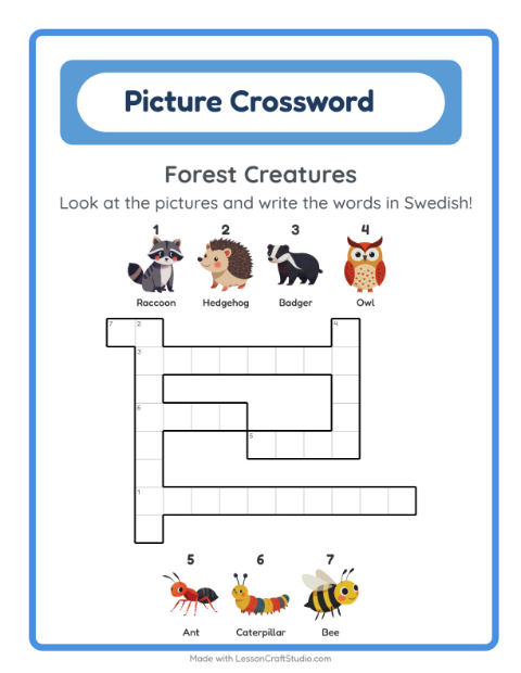 Picture crossword – Forest Creatures