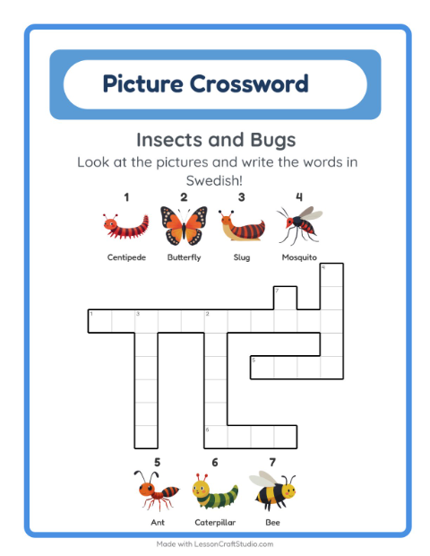 Picture crossword – Insects and Bugs