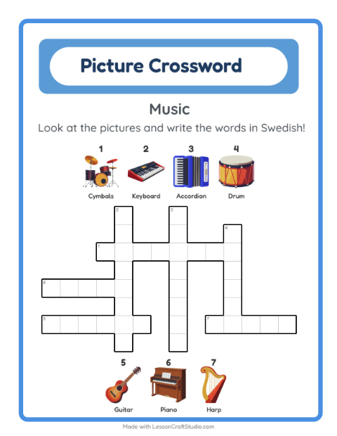 Picture crossword – Musical Instruments