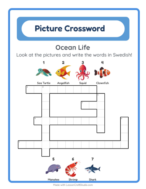 Picture crossword – Ocean Life