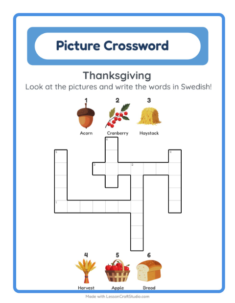 Picture crossword – Thanksgiving