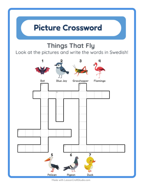 Picture crossword – Things That Fly