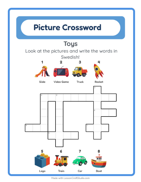 Picture crossword – Toys