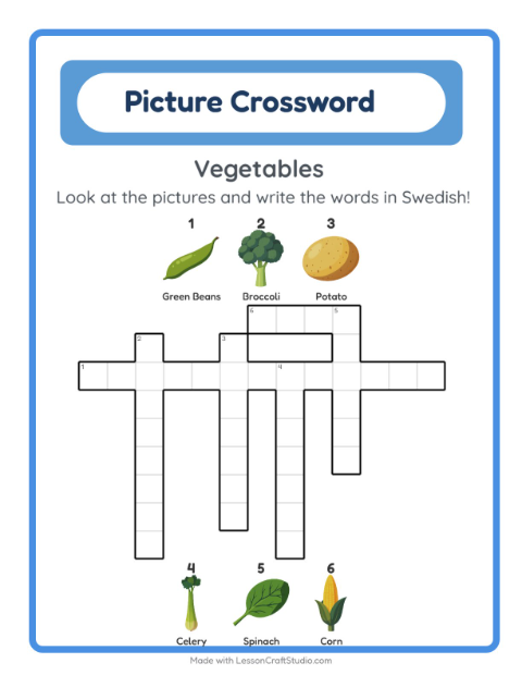 Picture crossword – Vegetables