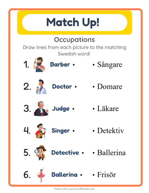 Picture-word match – Community Helpers