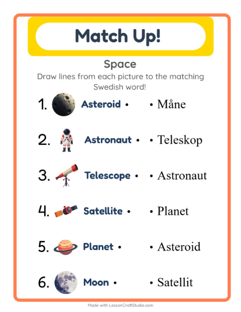 Picture-word match – Space