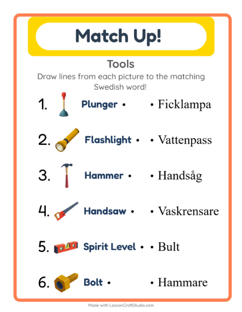 Picture-word match – Tools
