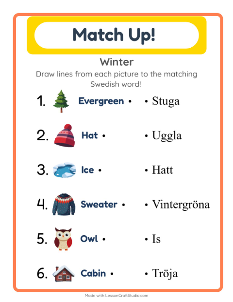 Picture-word match – Winter
