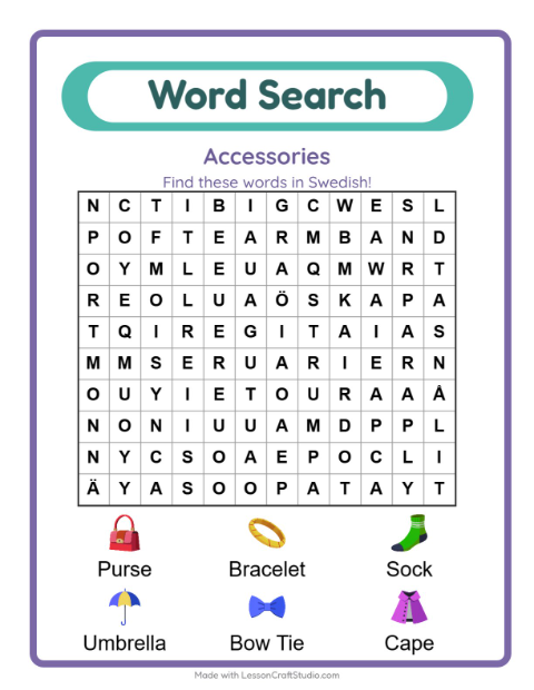 Picture word search – Accessories