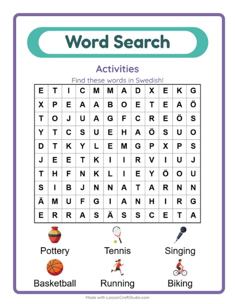 Picture word search – Activities